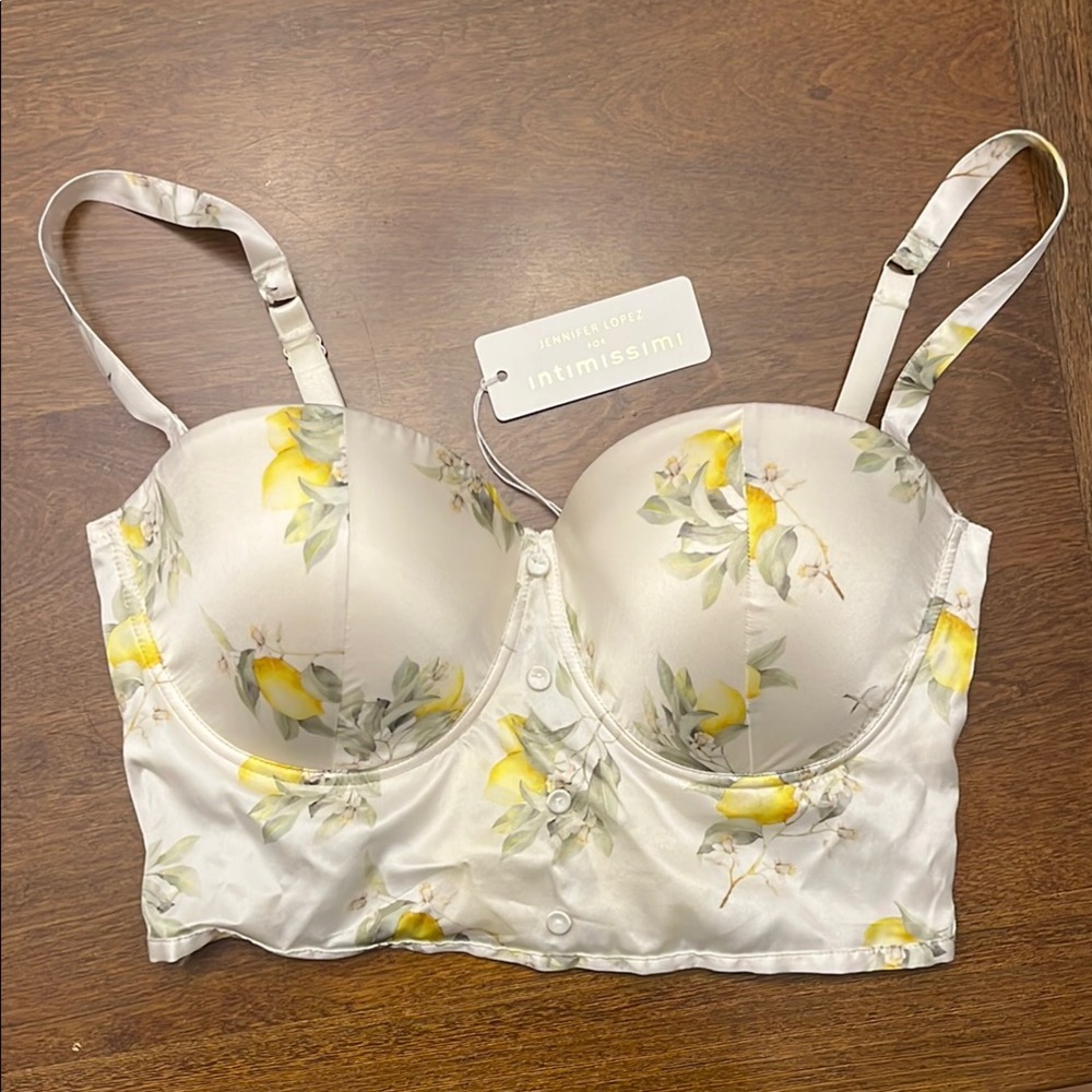 Intimissimi Satin Bra with Lemon Floral Design